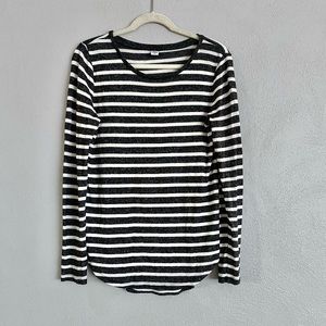 Old Navy Womens Long Sleeve Size Small Grey/Black Stripe Soft Cozy Neutral